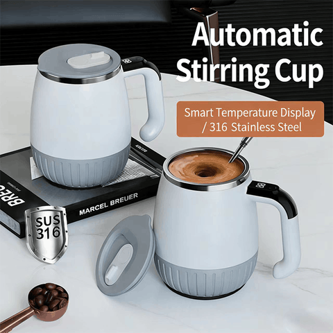 316 Stainless Steel Self-Stirring Mug with Temperature Display