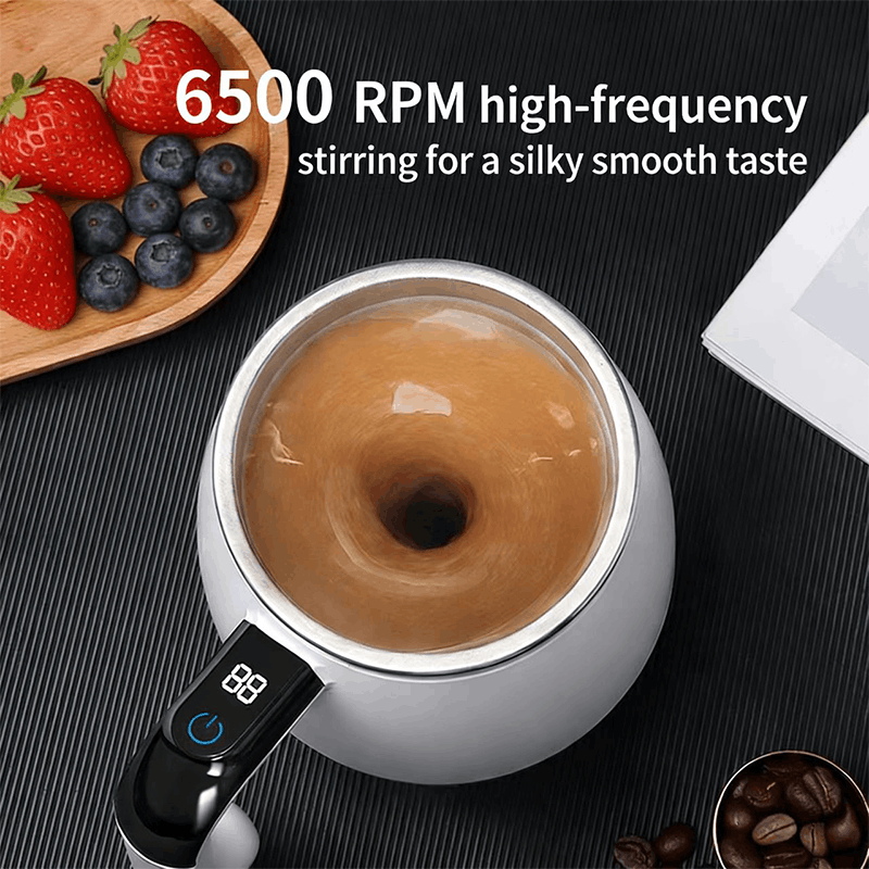 316 Stainless Steel Self-Stirring Mug with Temperature Display
