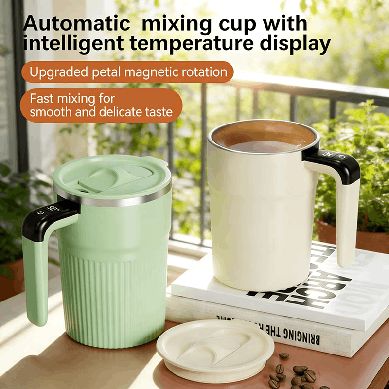 304 Stainless Steel Self-Stirring Mug with Temperature Display