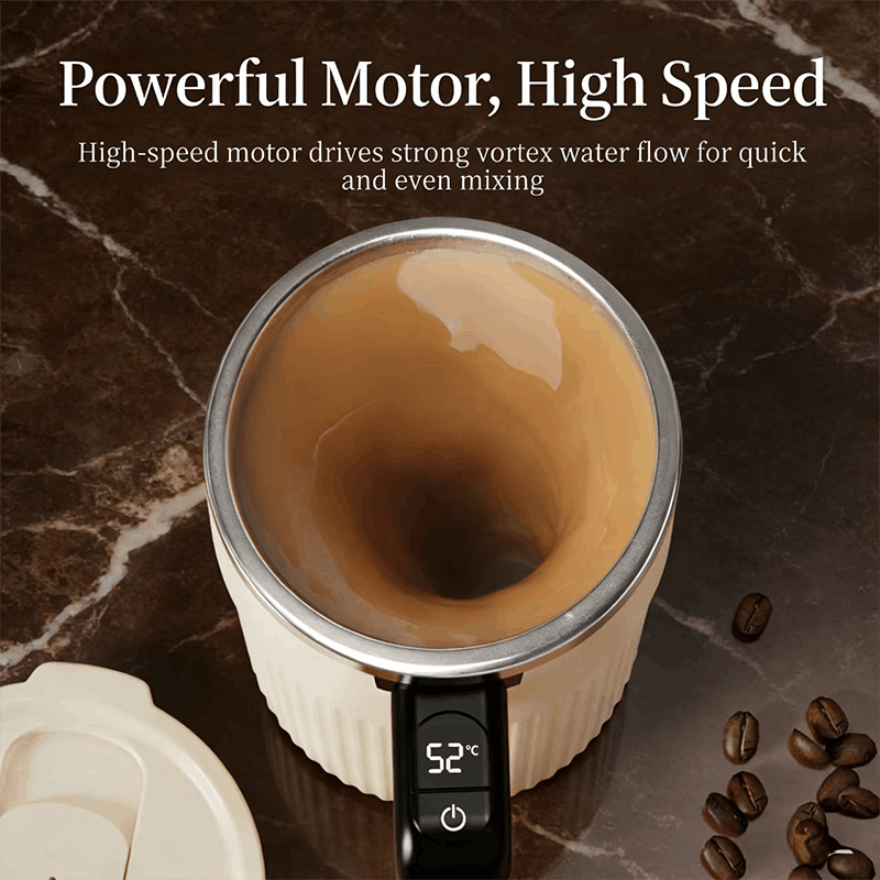 304 Stainless Steel Self-Stirring Mug with Temperature Display