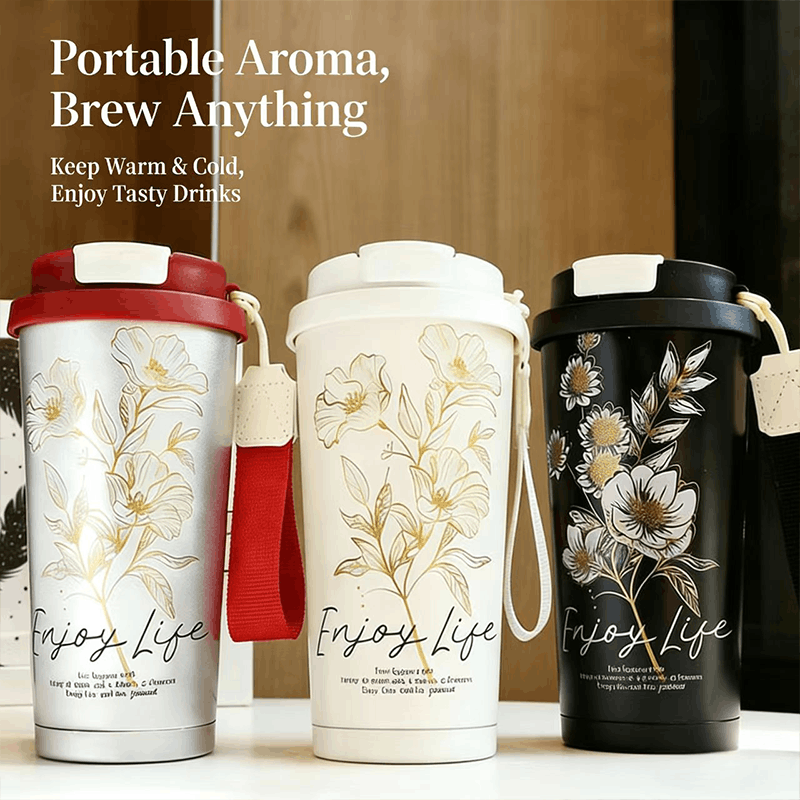 530ml Stainless Steel Travel Mug with Sip & Straw Lid 20 Percent