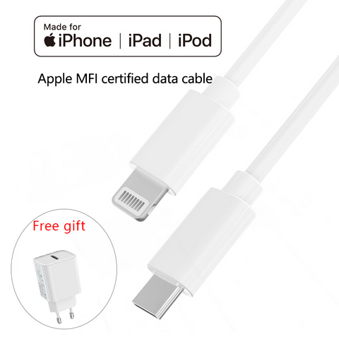MFi Certified USB-C to Lightning Fast Charging Cable for iPhone 8–14 with one 20W Charger